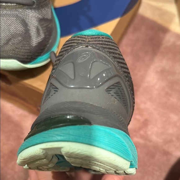 Asics Gray and Green Athletic Shoes with Mesh Upper - Picture 3 of 5
